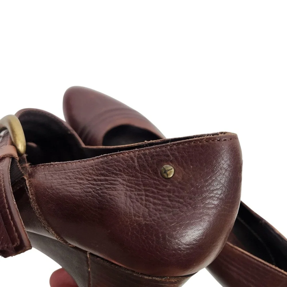 PIKOLINOS Shoes Womens 10 Brown Leather Block Heel Buckle Strap Pumps Comfort